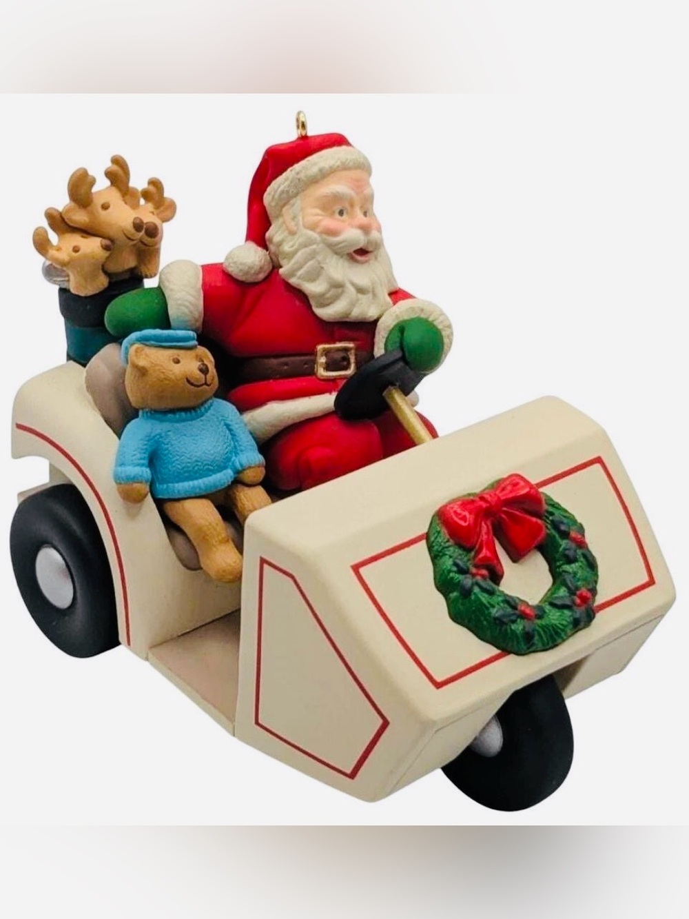 1999 Santa’s Golf Cart Here Comes Santa Driving Toy Vehicle with Teddy Bear